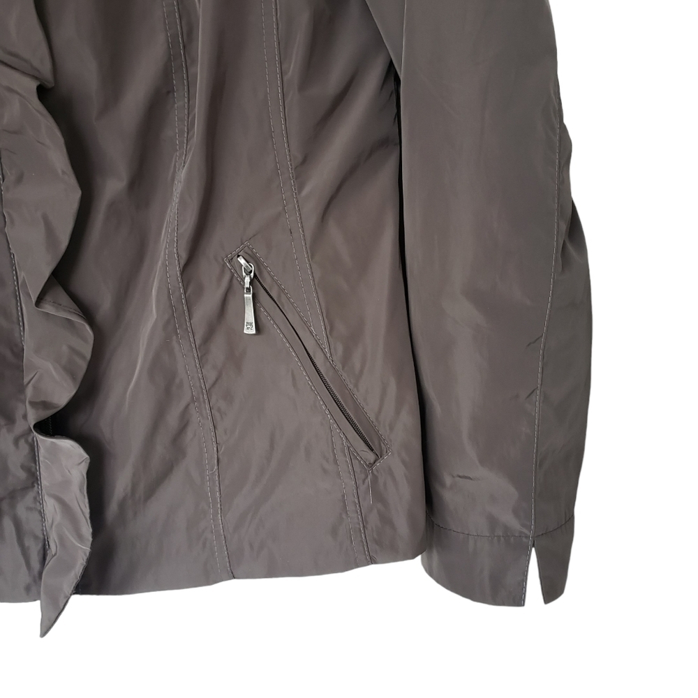 Barbara Lebek Ruffle Front Neutral Taupe Lightweight Spring Jacket AS IS - Picture 6 of 12